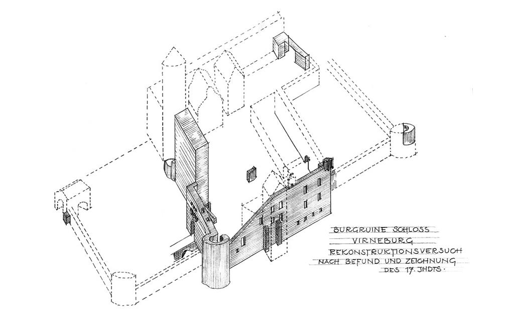 Rekonstruktionszeichnung der Burgruine Virneburg