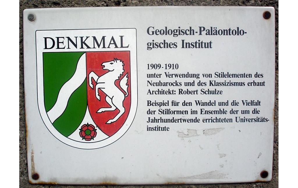 Denkmalhinweistafel am Geologischen Institut (2012)