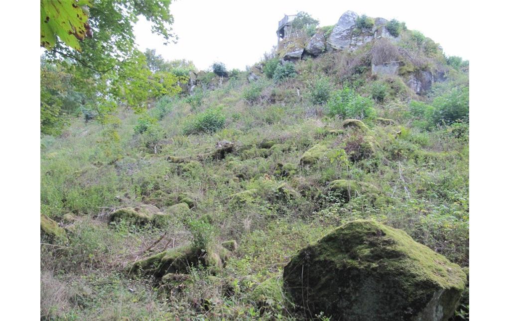 Die Erhebung der "Dietzenley" bei Gerolstein, auf der sich eine ehemalige keltische Fliehburg befindet (2013)