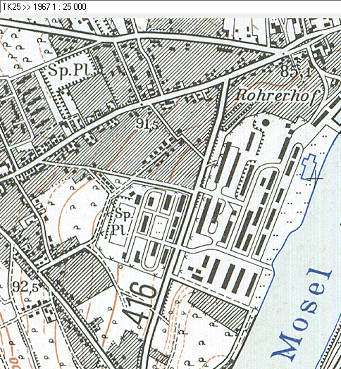 Ausschnitt aus der Topographischen Karte 1:25.000 aus dem Jahr 1967