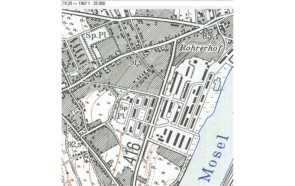 Ausschnitt aus der Topographischen Karte 1:25.000 aus dem Jahr 1967