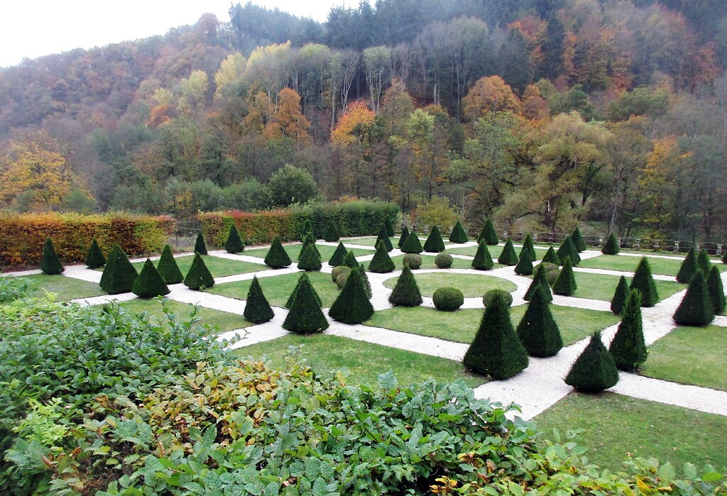 Blick auf die Gartenanlage im Südosten des Schlosses Bürresheim im Nettetal (2020).