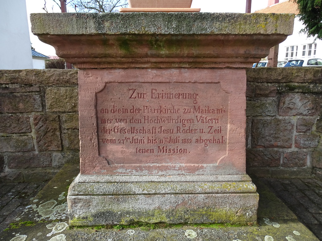Tischsockel des Missionskreuz in Alsterweiler (2018)