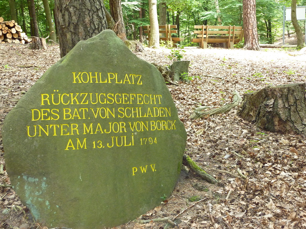 Ritterstein Nr. 69 "Kohlplatz - Rückzugsgefecht des Bat. von Schladen unter Major von Borck am 13. Juli 1794" am Kohlplatz (2012)