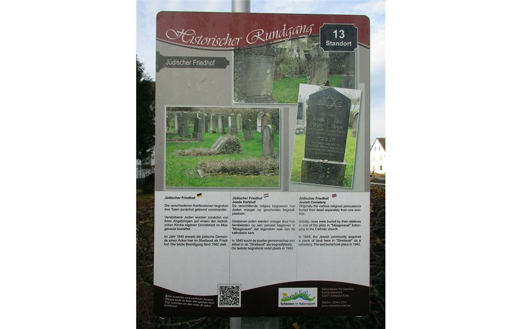 Informationstafel zum jüdischen Friedhof Gemünd in der Kölner Straße (2016)