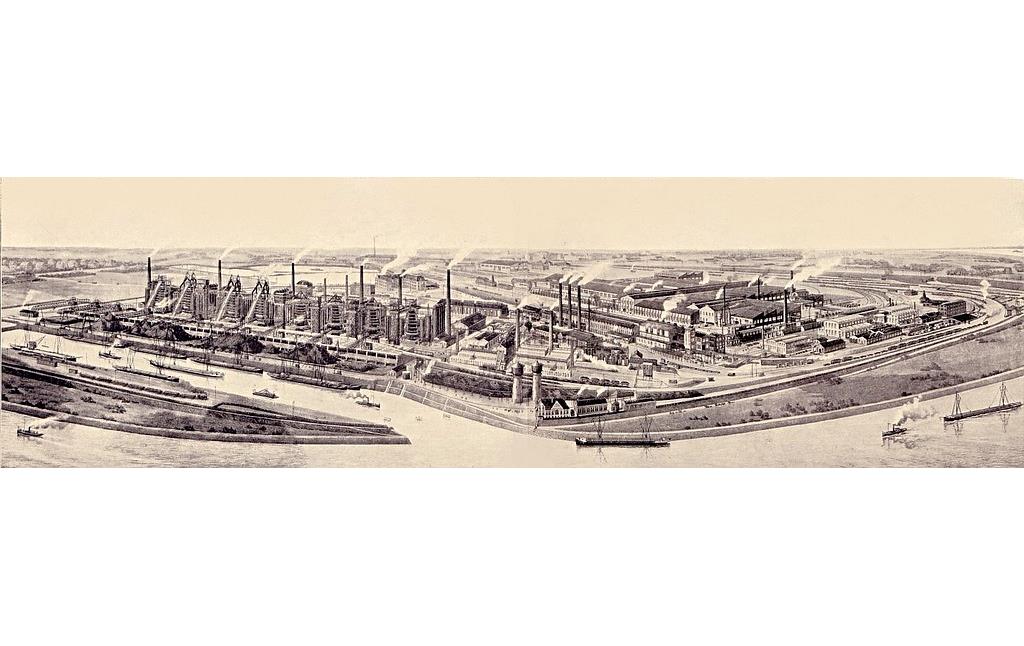 Ansicht der Kruppschen Hüttenwerke Rheinhausen vom Beginn des 20. Jahrhunderts