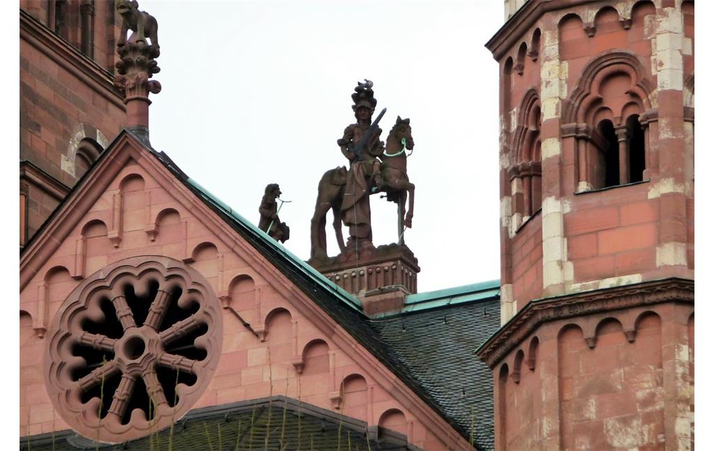 Reiterstandbild des Heiligen Martin am Mainzer Dom (Domkirche St. Martin und St. Stephan) in der Mainzer Altstadt (2015)