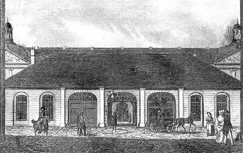 Das nach dem Brand von 1777 wiederaufgebaute kurfürstliche Schloss in Bonn mit dem nur noch eingeschossigen Nordflügel von der Fürstenstraße aus gesehen (1839)