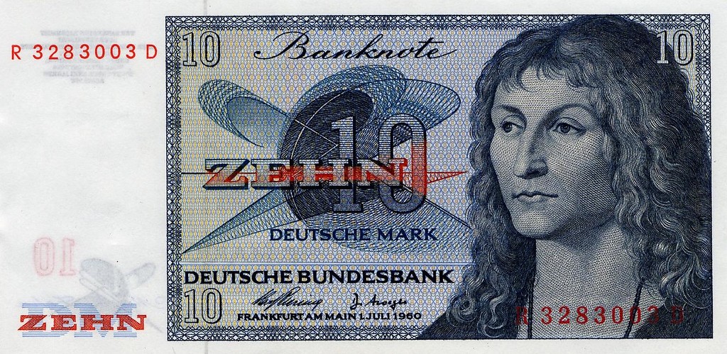 10 DM-Banknote der Ersatzwährung "BBK II" der Deutschen Bundesbank (1959-1988).