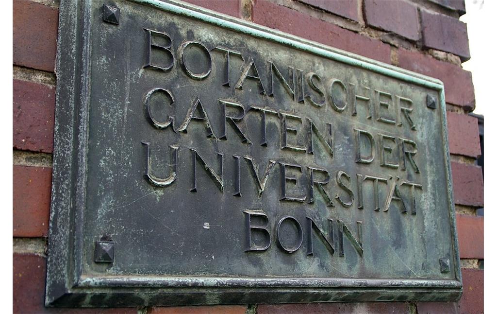 Botanischer Garten der Universität Bonn, Eingangschild (2012)