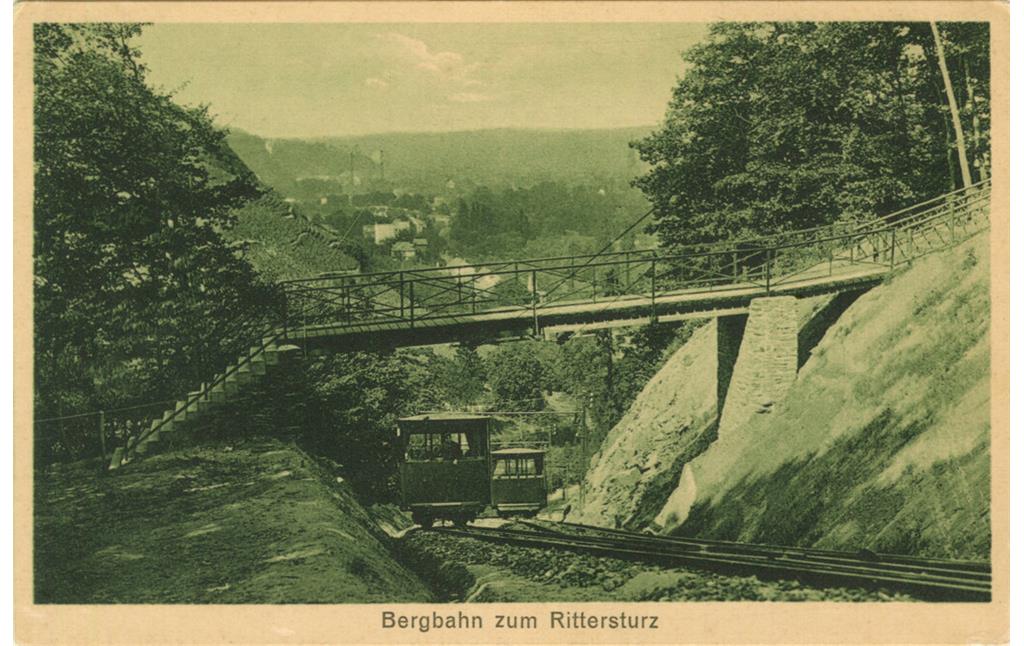 Historische Fotografie der Bergbahn zum Rittersturz (um 1930)