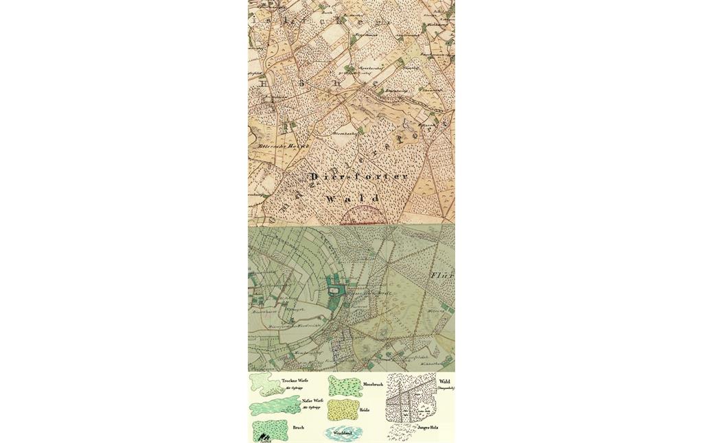 Landnutzungskarte für den Bereich Diersfordt 1845