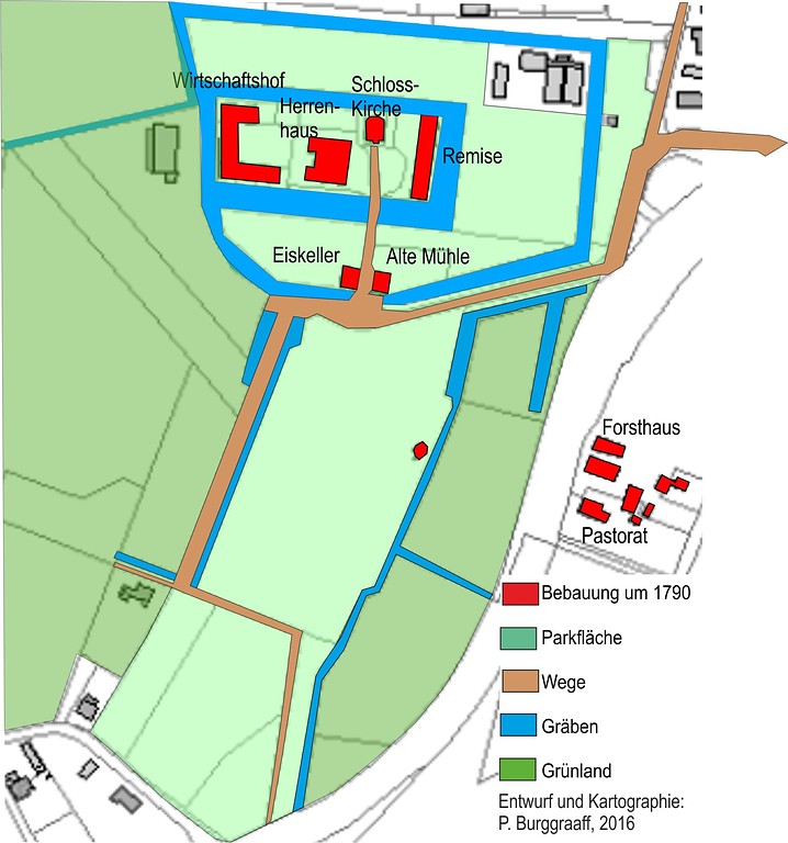 Karte der Schlossanlage Diersfordt (2016)