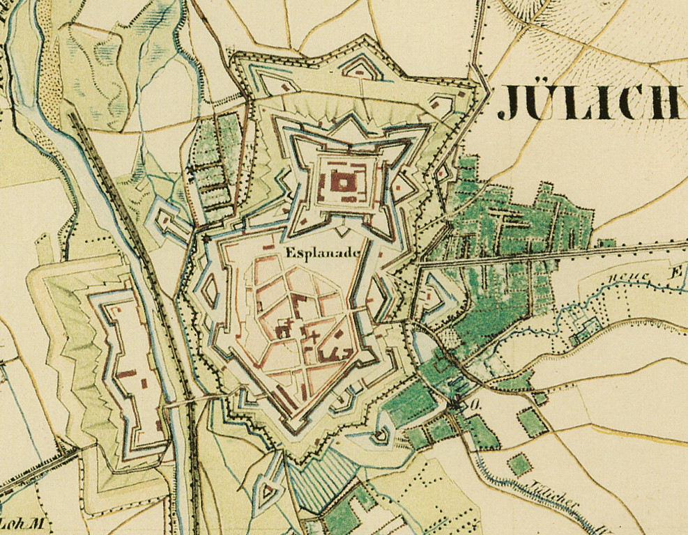 Teilausschnitt der Zitadelle Jülich in der Preußischen Uraufnahme 1836-1850