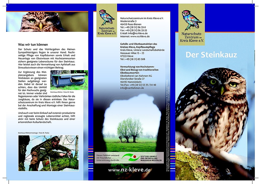 Flyer "Der Steinkauz" des Naturschutzzentrums im Kreis Kleve e.V. (PDF-Dokument, 2,7 MB, 2011).
