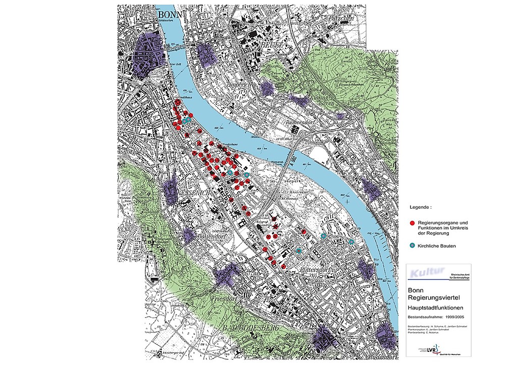 Kartierung der Hauptstadtfunktionen im Regierungsviertel Bonn (2005)