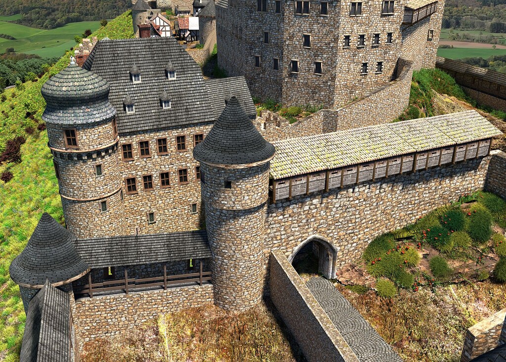 Rekonstruktionsvorschlag des zweiten Tors zur Burg Lichtenberg von Süd-Ost aus (2023)