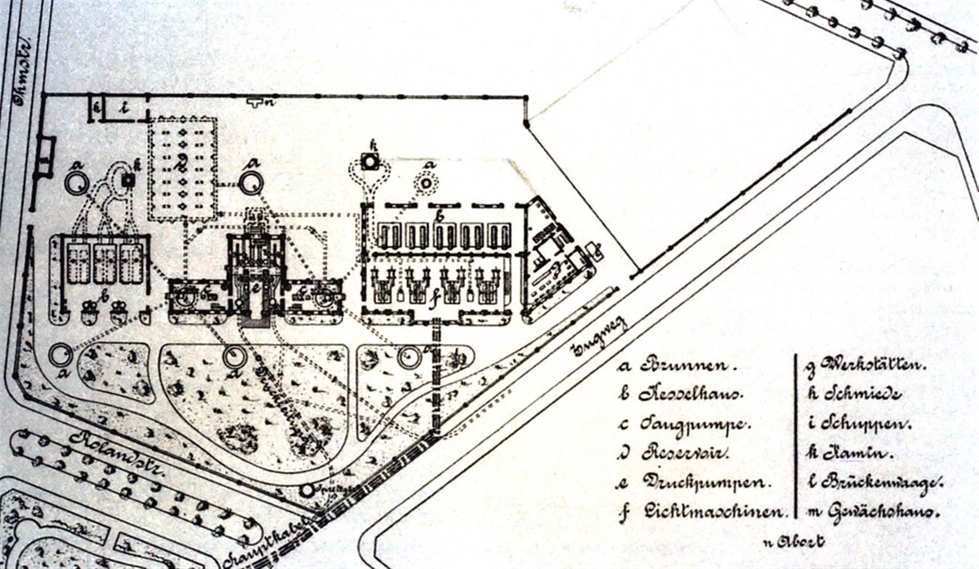 Historische Grundrisszeichnung des Wasswerwerks Severin in der Kölner-Neustadt Süd. &copy; Walter Buschmann