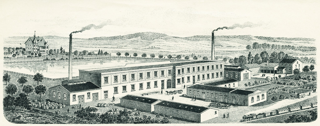 Oberwiehler Kunstwollfabrik C. Hans. Werksansicht um 1912