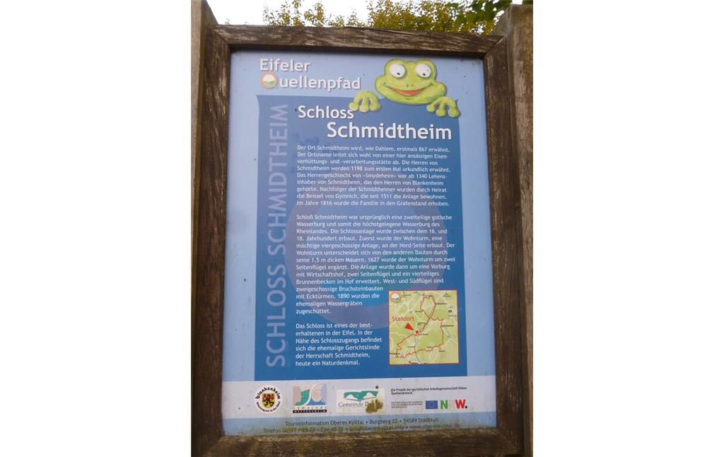 Schild an der Station "Schloss Schmidtheim" auf dem Eifeler Quellenpfad (2014)