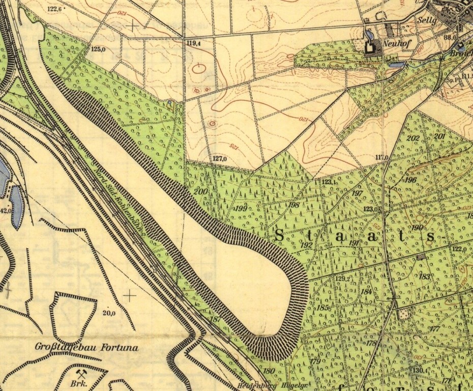 Abbildung 7: Aufschüttungshalde in Frechen auf Topographischer Karte (1958)