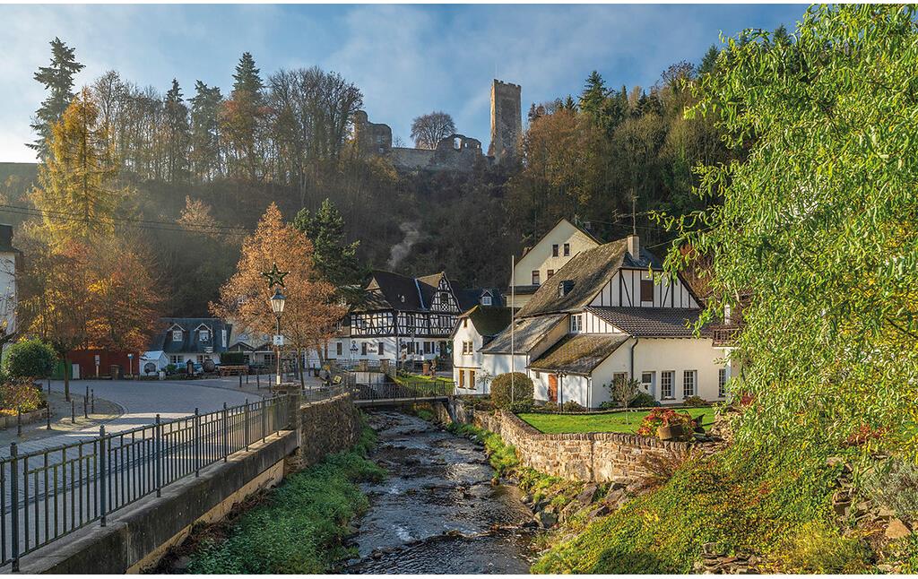 Ortschaft Grenzau mit Burg Grenzau im Brexbachtal (2020)
