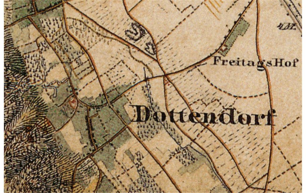 Burg Dottendorf in der Preußischen Uraufnahme (1836-1850)