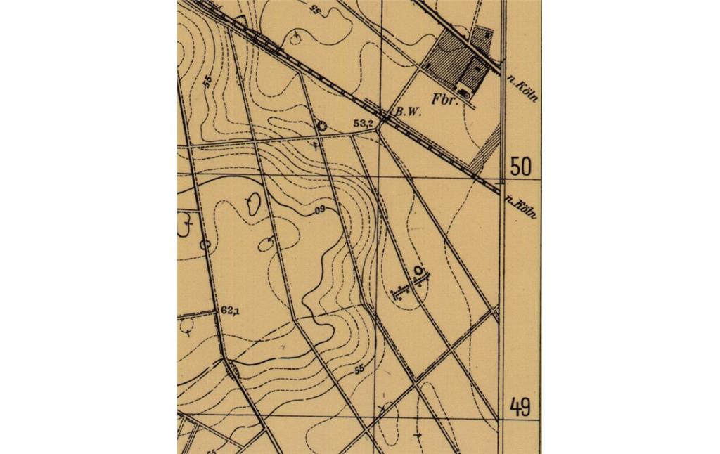 Ausschnitt aus der Topographischen Karte 1:25 000 Blatt 5006 Frechen von 1954