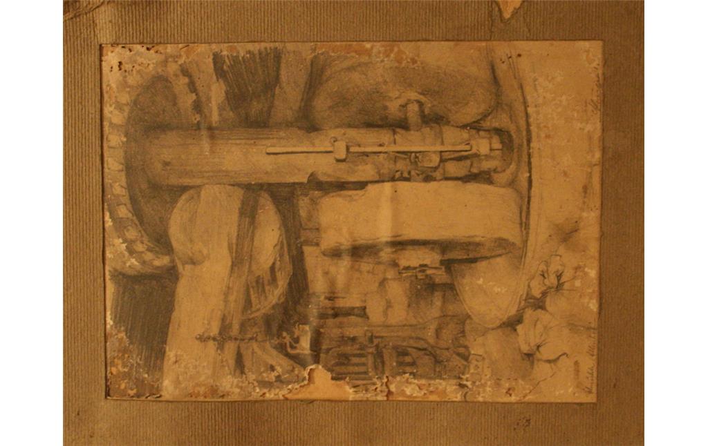 Eine Zeichnung des Kollergangs der ehemaligen Ölmühle
