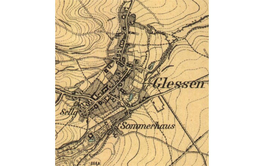 Abbildung 4: Ausschnitt aus der Topographischen Karte 5006 Frechen 1 :25 000 von 1893 (Preußische Neuaufnahme)