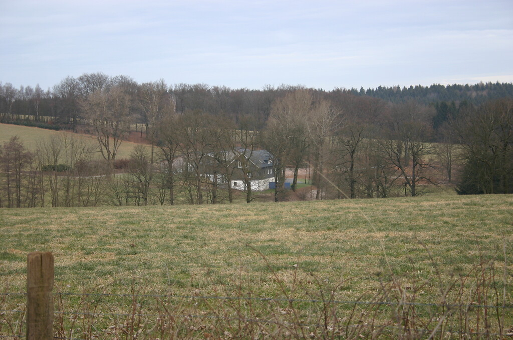 Der Einzelhof Diepenbruch ist umgeben von Grünland, Hecken- und Baumreihen  (2008)