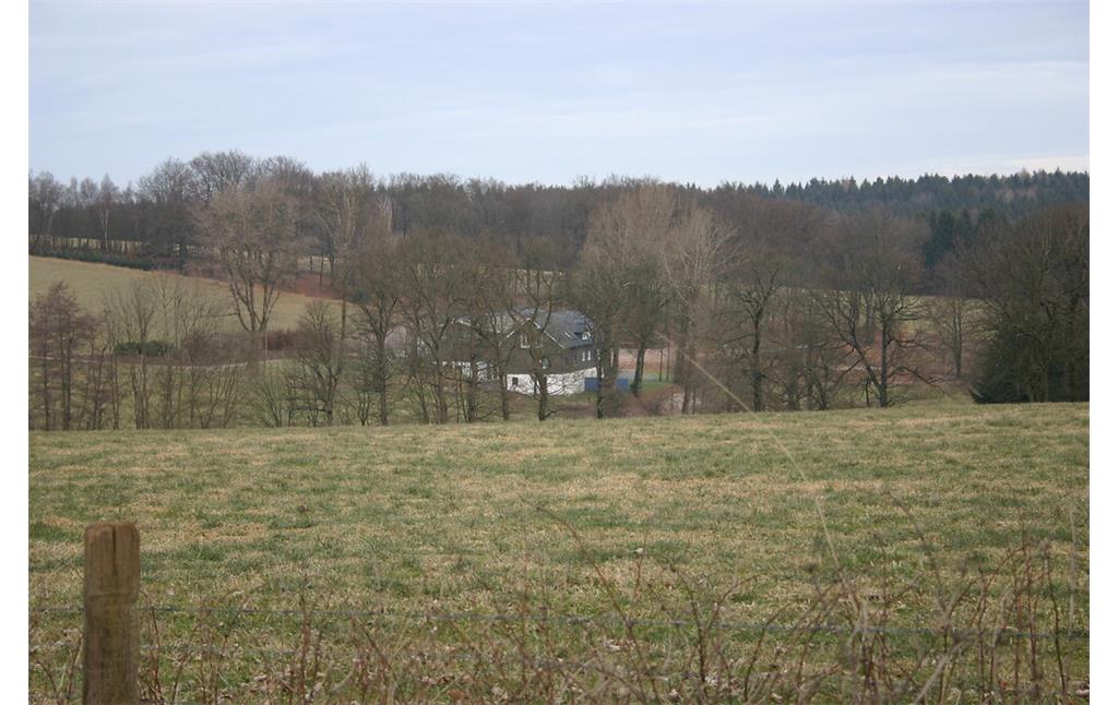 Der Einzelhof Diepenbruch ist umgeben von Grünland, Hecken- und Baumreihen  (2008)