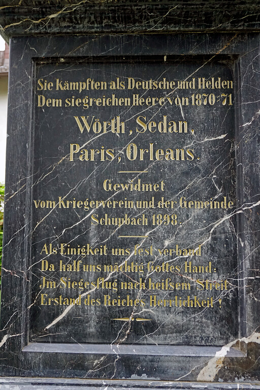 Kriegerdenkmal zu Schupbach (2020)
