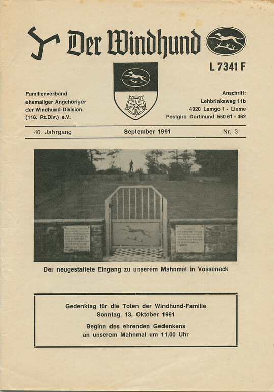 Bild 11: Das 1991 eingesetzte und bis heute existente Tor der Anlage. Im September 1991 wurde es auf der Titelseite der Verbandszeitschrift abgebildet.