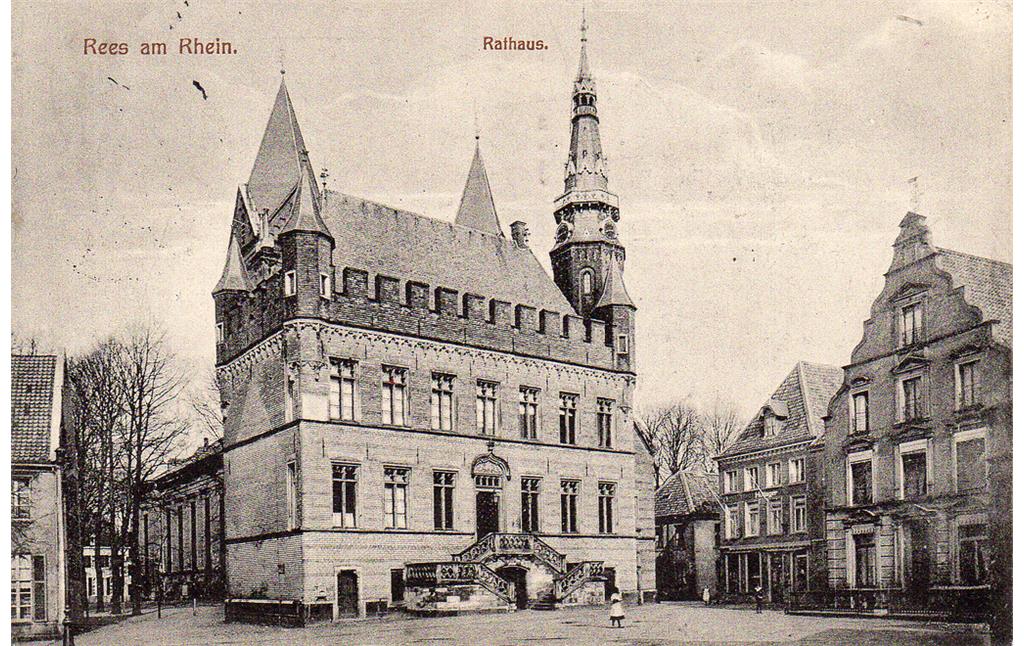 Rees. Altes Rathaus (um 1930), zerstört 1. Februar 1945