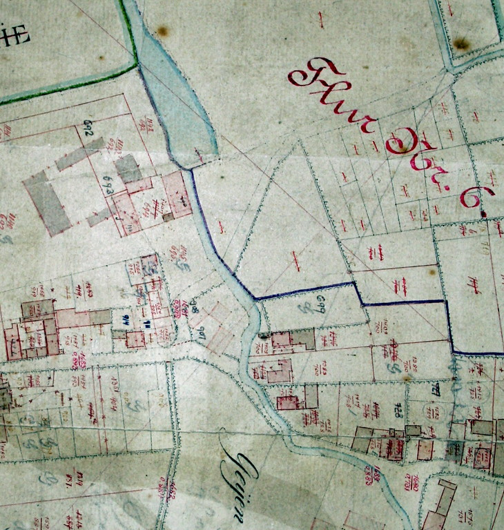 Auschnitt aus: Sammt Gemeinde Poulheim, Section I, genant Geyen, aufgenommen im Jahr 1818 durch den Geometer Wille. []
