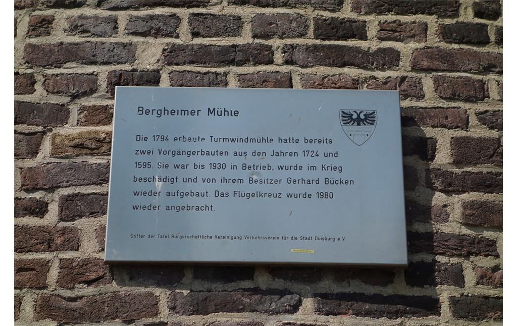 Informationstafel an der Windmühle in Rheinhausen-Bergheim (2016)