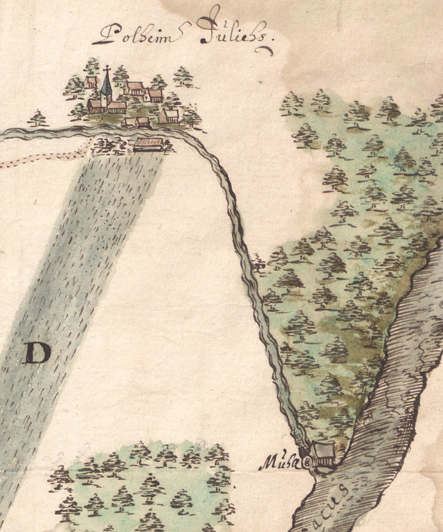 Die erste Darstellung der Pletschmühle auf einer Karte von 1720