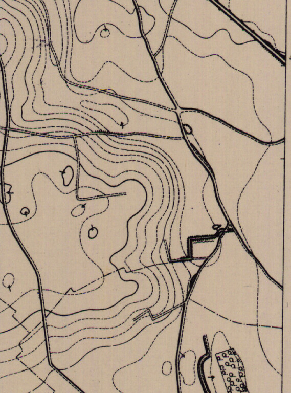 Ausschnitt aus der Topographischen Karte Blatt 1:25 000 5006 Frechen von 1895; untere Seitenlänge etwa 1. 500 Meter (1895)