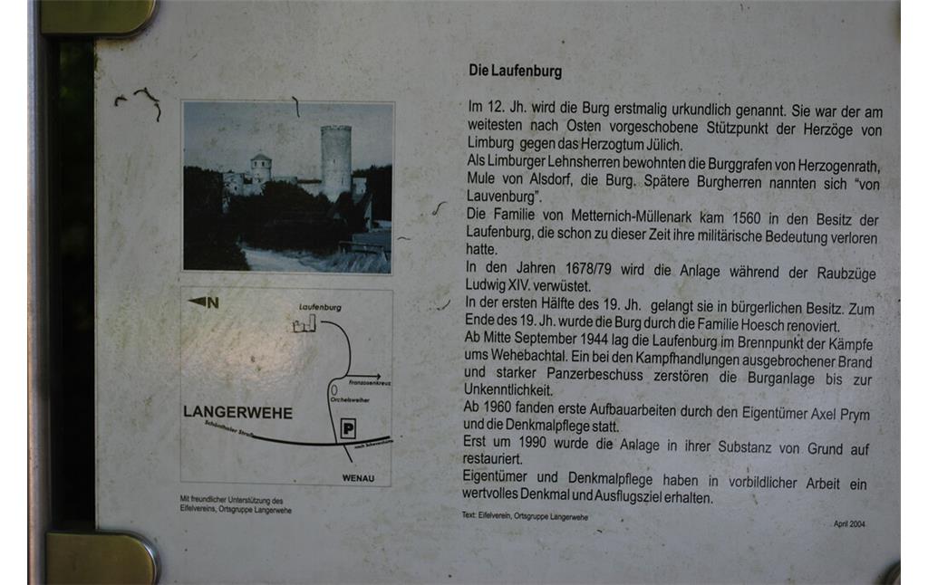 Infotafel zur Geschichte der Laufenburg (2015)