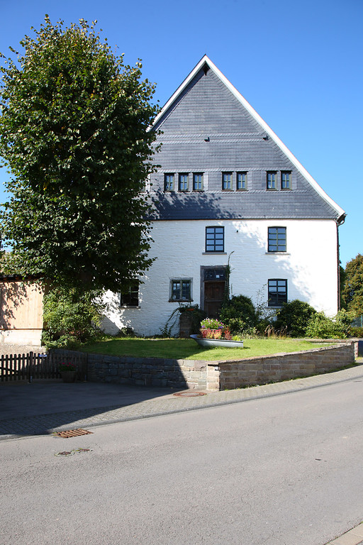 Historisches verputztes Wohngebäude mit Hausbaum  in Müllenbach (2008)