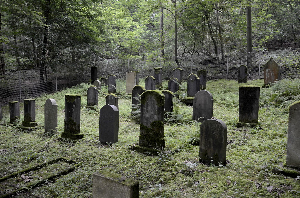 Grabsteine auf dem älteren Jüdischen Friedhof am Waldfriedhof in Düsseldorf-Gerresheim (2014).