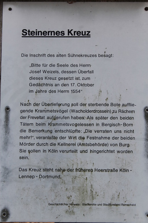 Infromationstafel zum Steinernen Kreuz (2016).