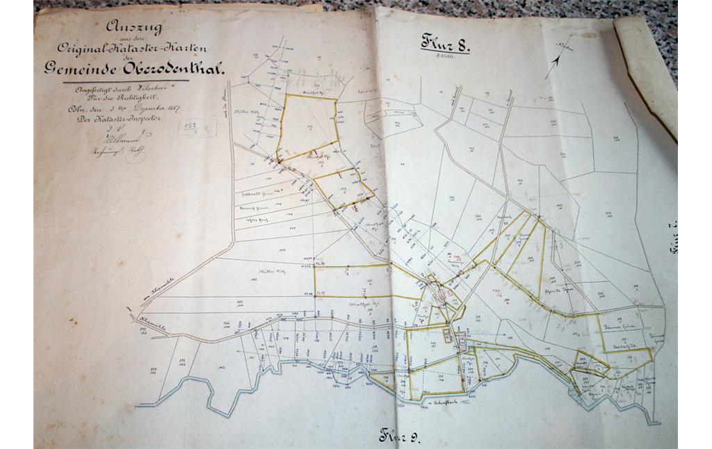 Auszug aus den Original-Kataster-Karten der Gemeinde Oberodenthal. [] Cöln, den 3ten Dezember 1887