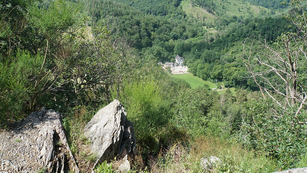 Ausblick vom Aussichtspunkt Dicke Ley in Richtung Mestrenger Mühle (2021)