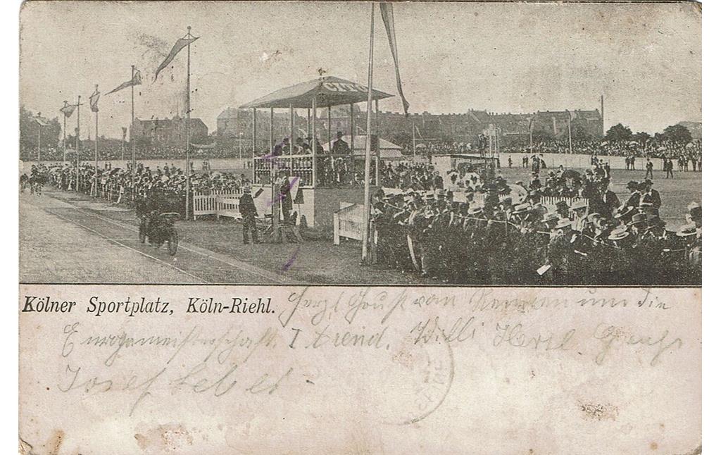 Postkarte von 1901: "Kölner Sportplatz, Köln-Riehl."