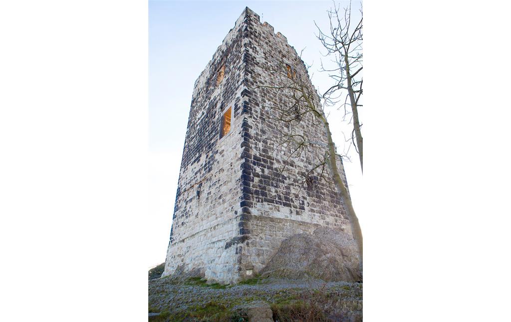 Der Bergfried der Burgruine Drachenfels in Königswinter (2015)