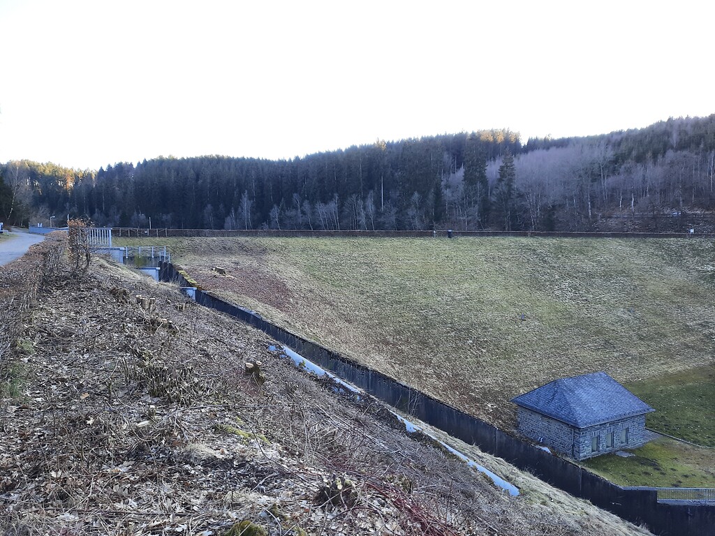 Staudamm der Perlenbachtalsperre (2022)