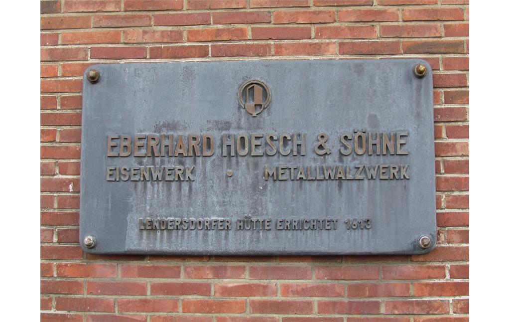 Firmenschild am Haupteingang zum Gelände der ehemaligen Lendersdorfer Hütte