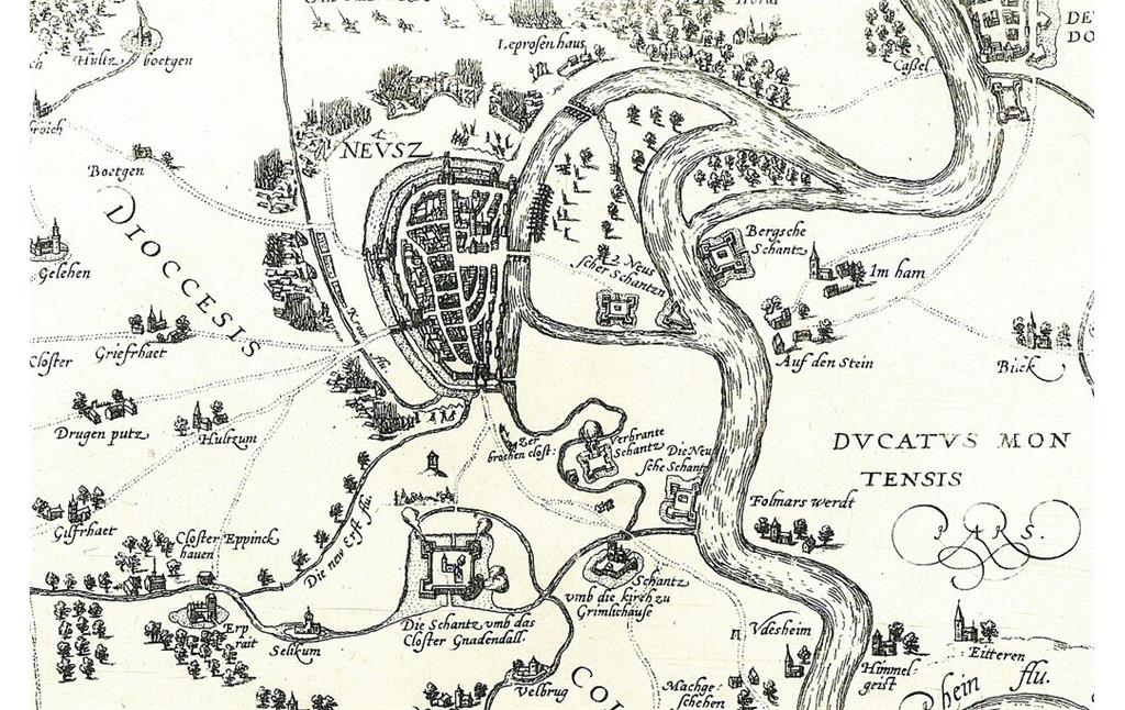 Stadtkarte Neuss und Umgebung 1586